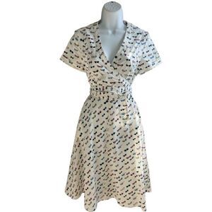 BODEN Midi Faux Wrap Lara Printed In Sunglasses Chic Dress Size 4L